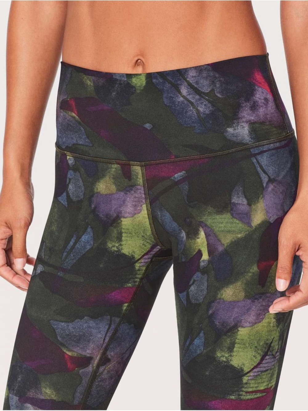 Lululemon Wunder Under Crop Leggings Size 8 Iris Flower Floral Luon